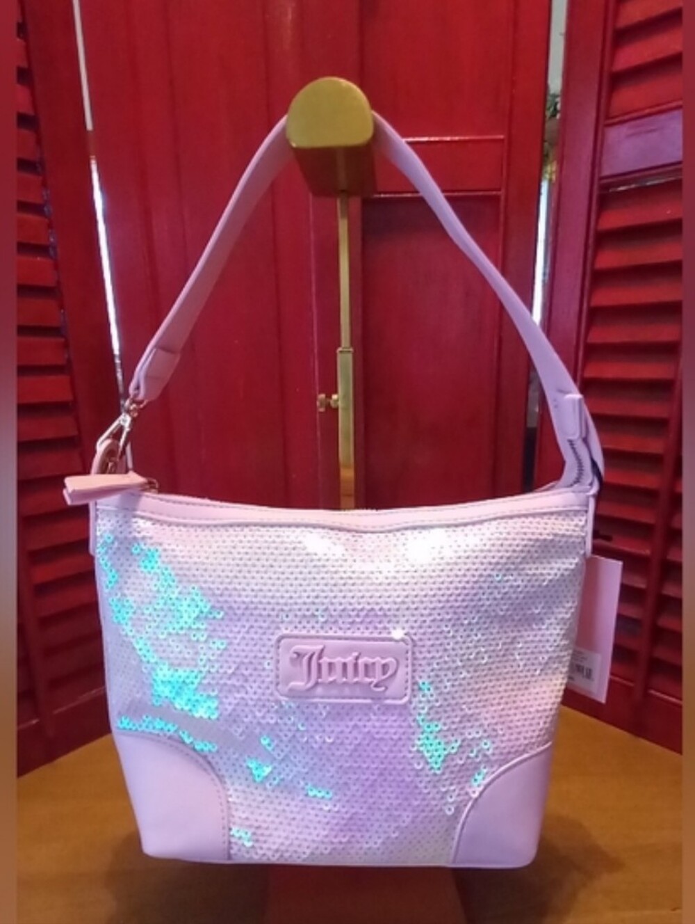 Juicy Couture Iridescent Pink Sequin Shoulder Bag NWT